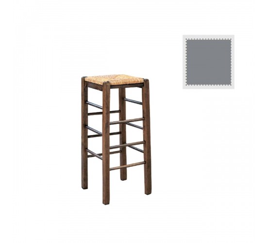 ΤΑΒΕΡΝΑΣ Σκαμπό BAR, Οξιά Βαφή Εμποτισμός Λάκα Γκρι, Κάθισμα Ψάθα  35x35x80cm [-Άσπρο-] [-Ξύλο-, -Ψάθα-] Ρ977,Ε10