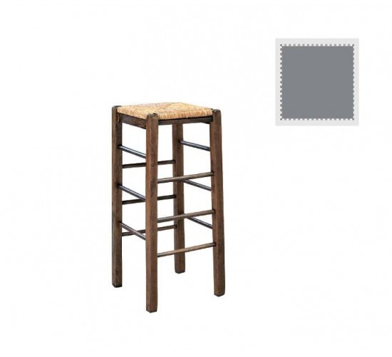 ΤΑΒΕΡΝΑΣ Σκαμπό BAR, Οξιά Βαφή Εμποτισμός Λάκα Γκρι, Κάθισμα Ψάθα  35x35x80cm [-Άσπρο-] [-Ξύλο-, -Ψάθα-] Ρ977,Ε10