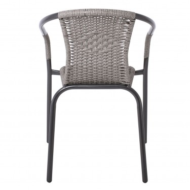 BALENO Πολυθρόνα Στοιβαζόμενη, Μέταλλο Βαφή Ανθρακί, Wicker Mixed Grey  53x58x77cm [-Ανθρακί-, -Γκρι-] [-Wicker-, -Μέταλλο-] Ε2401,3