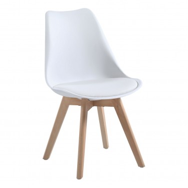 MARTIN Καρέκλα Τραπεζαρίας Κουζίνας, Ξύλο, PP Άσπρο, Αμοντάριστη Ταπετσαρία  48x56x82cm [-Άσπρο-, -Φυσικό-] [-PP - PC - ABS-, -Ξύλο-] ΕΜ136,101