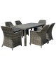 ESPERIA Set Τραπεζαρία Κήπου ALU,Wicker Grey Brown-Ανθρακί: Τραπέζι 180x90   6 Πολυθρόνες  Τραπ:180x90x78 Πολ:64x68x90cm [-Καφέ-] [-Wicker-, -Αλουμίνιο-] Ε6869,6