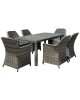 ESPERIA Set Τραπεζαρία Κήπου ALU,Wicker Grey Brown-Ανθρακί: Τραπέζι 180x90   6 Πολυθρόνες  Τραπ:180x90x78 Πολ:64x68x90cm [-Καφέ-] [-Wicker-, -Αλουμίνιο-] Ε6869,6