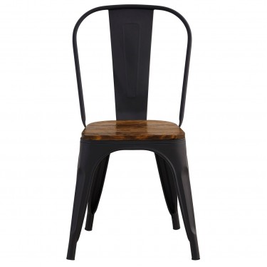 RELIX Wood Καρέκλα Μέταλλο Βαφή Μαύρο Extra Matte, Κάθισμα Dark Oak, Στοιβαζόμενη  45x53x85cm [-Καρυδί-, -Μαύρο-] [-Μέταλλο-, -Ξύλο-] Ε5191W,1W