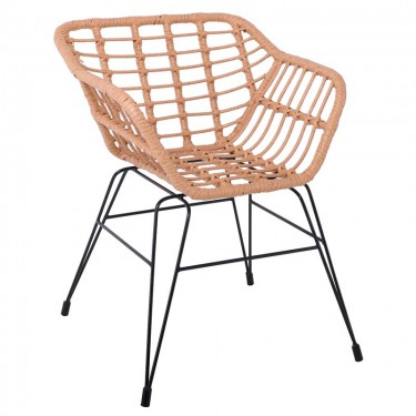 SALSA-S Πολυθρόνα Κήπου, Μέταλλο Βαφή Μαύρο, Wicker Φυσικό (χωρίς μαξιλάρι)  57x64x76cm [-Μαύρο-, -Φυσικό-] [-Wicker-, -Μέταλλο-] Ε2442,1