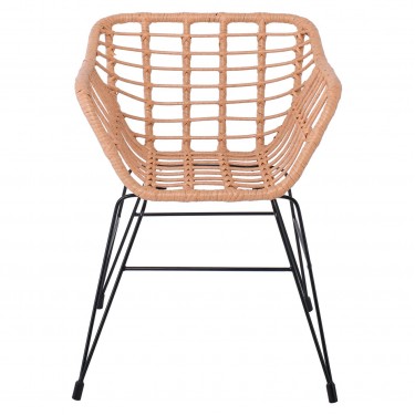 SALSA-S Πολυθρόνα Κήπου, Μέταλλο Βαφή Μαύρο, Wicker Φυσικό (χωρίς μαξιλάρι)  57x64x76cm [-Μαύρο-, -Φυσικό-] [-Wicker-, -Μέταλλο-] Ε2442,1