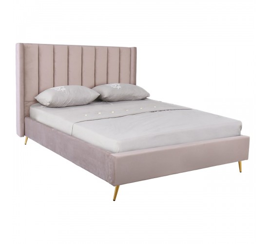 PASSION  Κρεβάτι Διπλό για Στρώμα 160x200cm, Ύφασμα Velure Απόχρωση Cappuccino  171x227x120cm [-Μπεζ-Tortora-Sand-Cappuccino-] [-Ύφασμα-] Ε8803,1
