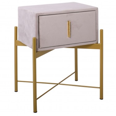 PASSION  Κομοδίνο με 1 Συρτάρι, Ύφασμα Velure Απόχρωση Cappuccino  51x40x65cm [-Μπεζ-Tortora-Sand-Cappuccino-] [-Ύφασμα-] Ε8803,Κ1