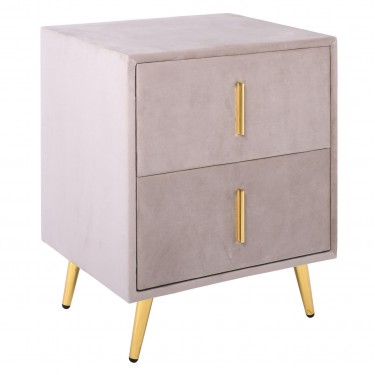 PASSION  Κομοδίνο με 2 Συρτάρια, Ύφασμα Velure Απόχρωση Cappuccino  51x40x65cm [-Μπεζ-Tortora-Sand-Cappuccino-] [-Ύφασμα-] Ε8803,Κ12