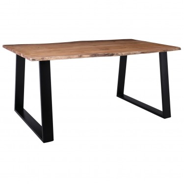 LIZARD-W Slim Τραπέζι Τραπεζαρίας, Μέταλλο Βαφή Μαύρο, Ξύλο Ακακία Φυσικό  160x90x78cm Solid Wood 25mm [-Μαύρο-, -Φυσικό-] [-Μέταλλο-, -Ξύλο-] ΕΑ7097,SW