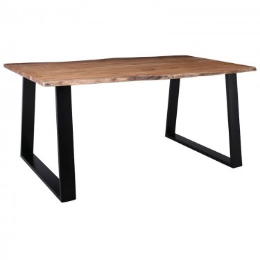 LIZARD-W Slim Τραπέζι Τραπεζαρίας, Μέταλλο Βαφή Μαύρο, Ξύλο Ακακία Φυσικό  160x90x78cm Solid Wood 25mm [-Μαύρο-, -Φυσικό-] [-Μέταλλο-, -Ξύλο-] ΕΑ7097,SW