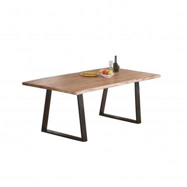 LIZARD-W Slim Τραπέζι Τραπεζαρίας, Μέταλλο Βαφή Μαύρο, Ξύλο Ακακία Φυσικό  200x100x78cm Solid Wood 25mm [-Μαύρο-, -Φυσικό-] [-Μέταλλο-, -Ξύλο-] ΕΑ7100,SW