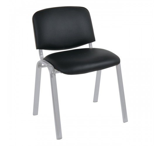 SIGMA Καρέκλα Στοιβαζόμενη Γραφείου Επισκέπτη, Μέταλλο Βαφή Silver, PVC Μαύρο  55x60x79cm / Σωλ.35x16/1mm [-Μαύρο-] [-Μέταλλο/PVC - PU-] ΕΟ550,12W