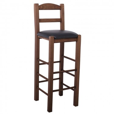 ΣΙΦΝΟΣ Σκαμπό BAR με Πλάτη, Οξιά Βαφή Εμποτισμός Καρυδί, Κάθισμα Pu Μαύρο  36x37x78/107cm [-Καρυδί-, -Μαύρο-] [-PU - PVC-, -Ξύλο-] Ρ980,Ε2Τ