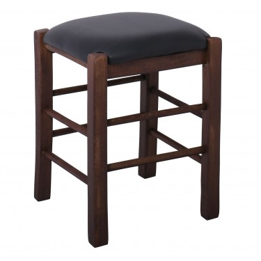 ΤΑΒΕΡΝΑΣ Σκαμπό Βοηθητικό, Οξιά Βαφή Εμποτισμός Καρυδί, Κάθισμα Pu Μαύρο  35x35x51cm [-Καρυδί-, -Μαύρο-] [-PU - PVC-, -Ξύλο-] Ρ978,Ε2Τ