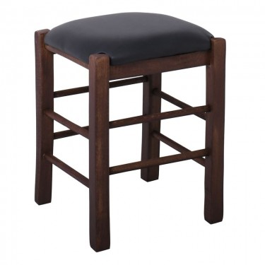 ΤΑΒΕΡΝΑΣ Σκαμπό Βοηθητικό, Οξιά Βαφή Εμποτισμός Καρυδί, Κάθισμα Pu Μαύρο  35x35x51cm [-Καρυδί-, -Μαύρο-] [-PU - PVC-, -Ξύλο-] Ρ978,Ε2Τ