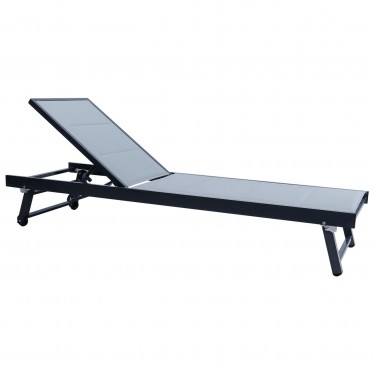 POOL Ξαπλώστρα, Αλουμίνιο Βαφή Ανθρακί, Textilene Γκρι  64x187x30cm [-Ανθρακί-, -Γκρι-] [-Textilene-, -Αλουμίνιο-] Ε6796,1