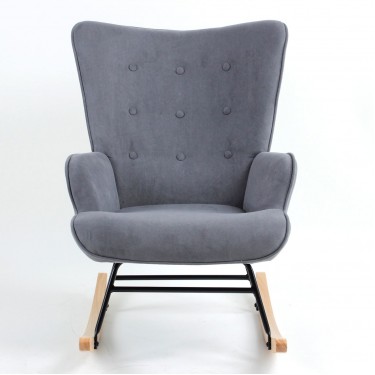 ALMA Rocking Πολυθρόνα Μπερζέρα Καθιστικού, Ύφασμα Velure Γκρι, Βάση Μαύρο-Φυσικό  67x86x92cm [-Γκρι-] [-Ύφασμα-] Ε7143,7