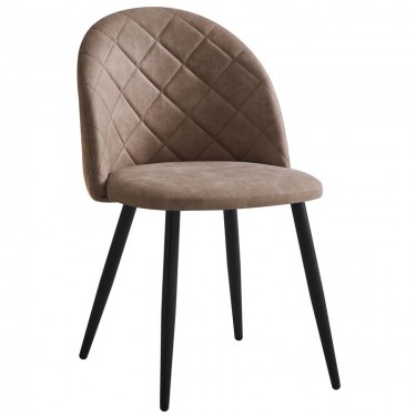 BELLA Καρέκλα Τραπεζαρίας, Μέταλλο Βαφή Μαύρο, Ύφασμα Απόχρωση Suede Μπεζ  50x56x80cm [-Μαύρο-, -Μπεζ-Tortora-Sand-Cappuccino-] [-Μέταλλο-, -Ύφασμα-] ΕΜ757,1S