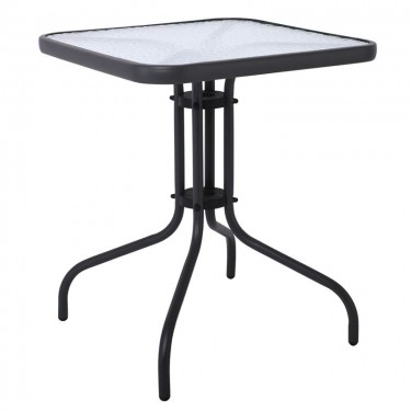 BALENO Τραπέζι Κήπου - Βεράντας, Μέταλλο Βαφή Ανθρακί, Γυαλί Tempered  70x70x70cm [-Ανθρακί-] [-Γυαλί-, -Μέταλλο-] Ε2407,1