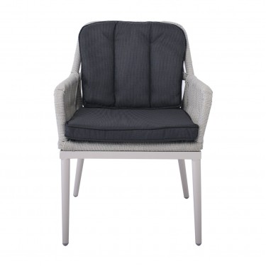 ALLEY Πολυθρόνα Τραπεζαρίας Κήπου ALU, Rope Grey 6mm, Μαξιλάρια Ανθρακί  62x64x85cm [-Γκρι-] [-Wicker-, -Αλουμίνιο-] Ε6842,1