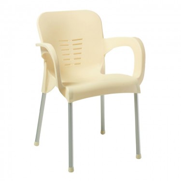 LARA-II Πολυθρόνα Dining Στοιβαζόμενη, ALU Silver, PP Εκρού  60x59x81cm [-Εκρού-] [-PP - PC - ABS-, -Αλουμίνιο-] Ε306,41