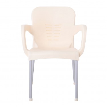 LARA-II Πολυθρόνα Dining Στοιβαζόμενη, ALU Silver, PP Εκρού  60x59x81cm [-Εκρού-] [-PP - PC - ABS-, -Αλουμίνιο-] Ε306,41