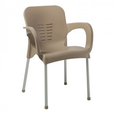 LARA-II Πολυθρόνα Dining Στοιβαζόμενη, ALU Silver, PP Tortora  60x59x81cm [-Μπεζ-Tortora-Sand-Cappuccino-] [-PP - PC - ABS-, -Αλουμίνιο-] Ε306,91