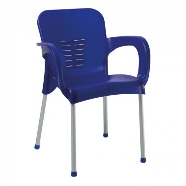 LARA-II Πολυθρόνα Dining Στοιβαζόμενη, ALU Silver, PP Μπλε  60x59x81cm [-Μπλε-] [-PP - PC - ABS-, -Αλουμίνιο-] Ε306,61