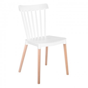 LINA Καρέκλα Τραπεζαρίας - Κουζίνας, PP Άσπρο, Πόδια Οξιά Φυσικό  44x51x84cm [-Άσπρο-, -Φυσικό-] [-PP - PC - ABS-, -Ξύλο-] ΕΜ1391,1