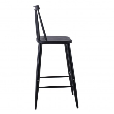 LAVIDA Σκαμπό BAR με Πλάτη, Μέταλλο Βαφή Μαύρο, PP Μαύρο  43x49x76/107cm [-Μαύρο-] [-PP - PC - ABS-, -Μέταλλο-] ΕΜ153,22