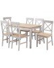 DAILY Set Τραπεζαρία Ξύλινη Σαλονιού - Κουζίνας: Τραπέζι   6 Καρέκλες / Άσπρο - Φυσικό  Table:150x90x73 Chair:43x48x94 [-Άσπρο/Φυσικό-] [-Ξύλο-] Ε784,2S