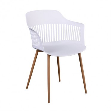 LOUISE Πολυθρόνα Μέταλλο Βαφή Φυσικό, PP-UV Άσπρο (εκτός συσκευασίας)  59x58x82cm [-Άσπρο-, -Φυσικό-] [-PP - PC - ABS-, -Μέταλλο-] ΕΜ165,Ν1W