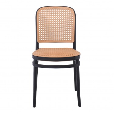 FLORENCE Καρέκλα PP Μαύρο, PP Rattan Μπεζ, Στοιβαζόμενη  41x41x83cm [-Μαύρο-, -Μπεζ-Tortora-Sand-Cappuccino-] [-PP - PC - ABS-] Ε387,2