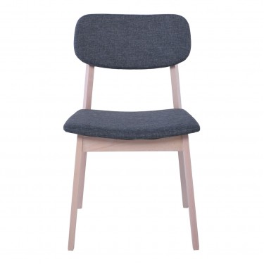 DAMA Καρέκλα Τραπεζαρίας Οξιά Φυσικό, Ύφασμα Γκρι  48x51x83cm [-Γκρι-, -Φυσικό-] [-Ξύλο-, -Ύφασμα-] Ε7871,1