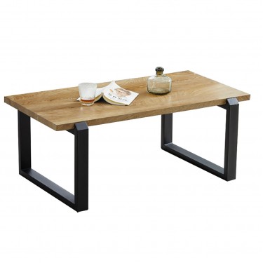 KONA Τραπεζάκι Σαλονιού- Καθιστικού, Μέταλλο Βαφή Μαύρο, Απόχρωση Φυσικό  110x60x42cm [-Μαύρο-, -Φυσικό-] [-MDF - Κόντρα Πλακέ - Καπλαμάς - Νοβοπάν-, -Μέταλλο-] ΕΜ9603