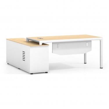 THESIS Γραφείο Αναστρέψιμη Γωνία, Απόχρωση Beech - Άσπρο  200x80x75/160x40x65cm [-Άσπρο-, -Φυσικό-] [-Melamine-] ΕΟ920,3