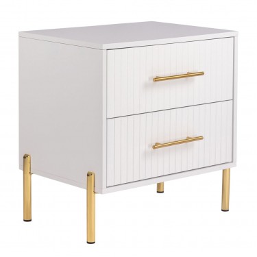 FINO Κομοδίνο με 2 Συρτάρια, Άσπρο  58x43x58cm [-Άσπρο-] [-MDF - Κόντρα Πλακέ - Καπλαμάς - Νοβοπάν-, -Μέταλλο-] Ε7010,1