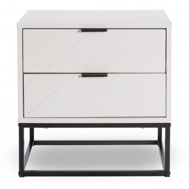 DIANO Κομοδίνο με 2 Συρτάρια, Άσπρο  48x40x48cm [-Άσπρο-] [-MDF - Κόντρα Πλακέ - Καπλαμάς - Νοβοπάν-, -Μέταλλο-] Ε7013,1