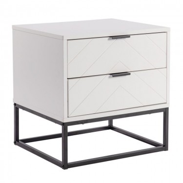 DIANO Κομοδίνο με 2 Συρτάρια, Άσπρο  48x40x48cm [-Άσπρο-] [-MDF - Κόντρα Πλακέ - Καπλαμάς - Νοβοπάν-, -Μέταλλο-] Ε7013,1