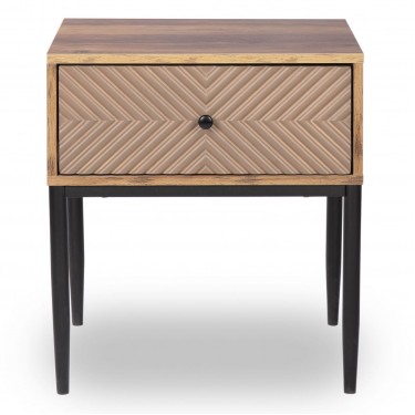 PONTI Κομοδίνο με 1 Συρτάρι, Καρυδί  50x45x55cm [-Καρυδί-] [-MDF - Κόντρα Πλακέ - Καπλαμάς - Νοβοπάν-, -Μέταλλο-] Ε7014