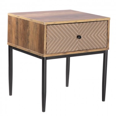 PONTI Κομοδίνο με 1 Συρτάρι, Καρυδί  50x45x55cm [-Καρυδί-] [-MDF - Κόντρα Πλακέ - Καπλαμάς - Νοβοπάν-, -Μέταλλο-] Ε7014