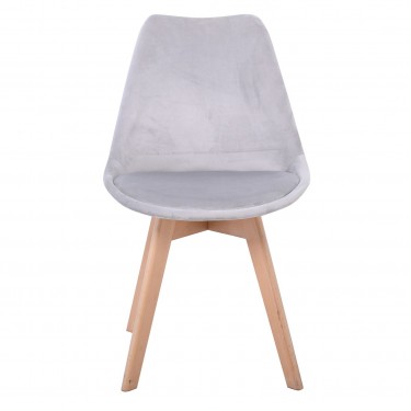 MARTIN Καρέκλα Οξιά Φυσικό, Ύφασμα Velure Σκούρο Γκρι, Μονταρισμένη Ταπετσαρία  49x57x82cm [-Ανθρακί-, -Φυσικό-] [-Ξύλο-, -Ύφασμα-] ΕΜ136,44V