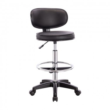 BF406 Σκαμπό Reception-Ταμείου PU Μαύρο, Τροχήλατο, Ρύθμιση Ύψους, Περιστρεφόμενο  50x50x90/110cm [-Μαύρο-] [-PU - PVC-] ΕΟ501,7