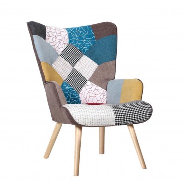 ALMA Πολυθρόνα - Μπερζέρα Σαλονιού - Καθιστικού Φυσικό, Ύφασμα Patchwork, K/D  69x76x97cm [-Patchwork-] [-Ύφασμα-] Ε7141,40