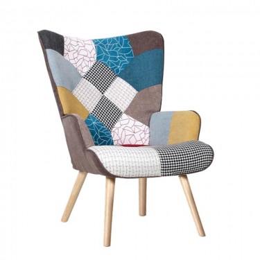 ALMA Πολυθρόνα - Μπερζέρα Σαλονιού - Καθιστικού Φυσικό, Ύφασμα Patchwork, K/D  69x76x97cm [-Patchwork-] [-Ύφασμα-] Ε7141,40