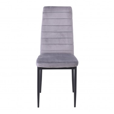 JETTA Καρέκλα Τραπεζαρίας Κουζίνας, Μέταλλο Βαφή Μαύρο Ύφασμα Velure Γκρι (Συσκ.6)  40x50x95cm [-Γκρι-, -Μαύρο-] [-Μέταλλο-, -Ύφασμα-] ΕΜ966Β,86V
