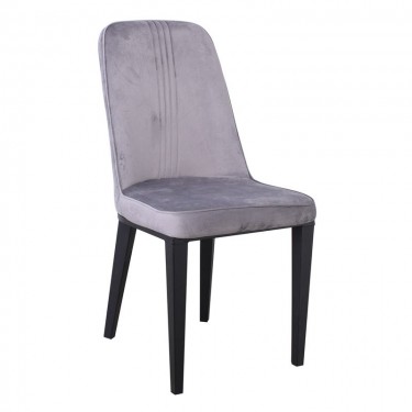 CASTER Καρέκλα Τραπεζαρίας Κουζίνας, Μέταλλο Βαφή Μαύρο Ύφασμα Velure Γκρι  45x60x89cm [-Γκρι-, -Μαύρο-] [-Μέταλλο-, -Ύφασμα-] ΕΜ157,5V