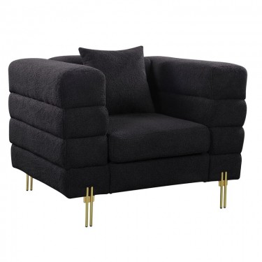 MORRIS Πολυθρόνα Σαλονιού - Καθιστικού, Ύφασμα Teddy Μαύρο  103x84x76cm [-Μαύρο-] [-Ύφασμα-] Ε9600,12