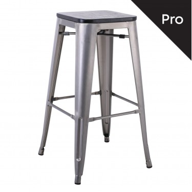 RELIX Wood Σκαμπό Bar-Pro, Απόχρωση Metal με Διακοσμητική Σκουριά, Απόχρωση Ξύλου Μαύρο  43x43 H.76cm [-Γκρι-, -Μαύρο-] [-Μέταλλο-, -Ξύλο-] Ε5190W,6Β