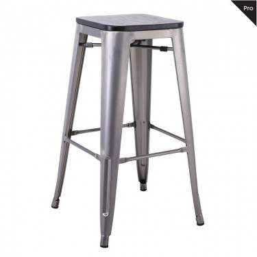 RELIX Wood Σκαμπό Bar-Pro, Απόχρωση Metal με Διακοσμητική Σκουριά, Απόχρωση Ξύλου Μαύρο  43x43 H.76cm [-Γκρι-, -Μαύρο-] [-Μέταλλο-, -Ξύλο-] Ε5190W,6Β